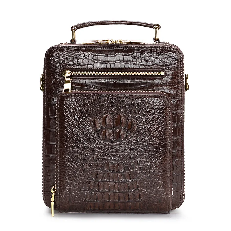 Men's Single Shoulder Bag Light Luxury100%  Crocodile Leather Men's Bag Single Shoulder Satchel Handbag Business Briefcase