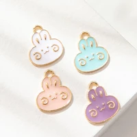 10pcs gold plated enamel rabbit charm for jewerly making bracelet findings women pendant necklace earrings accessories craft diy
