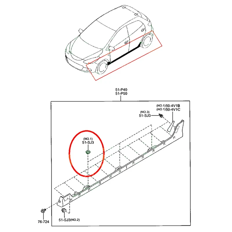 100 шт. нейлоновые зажимы для боковой юбки Mazda 3 5 6