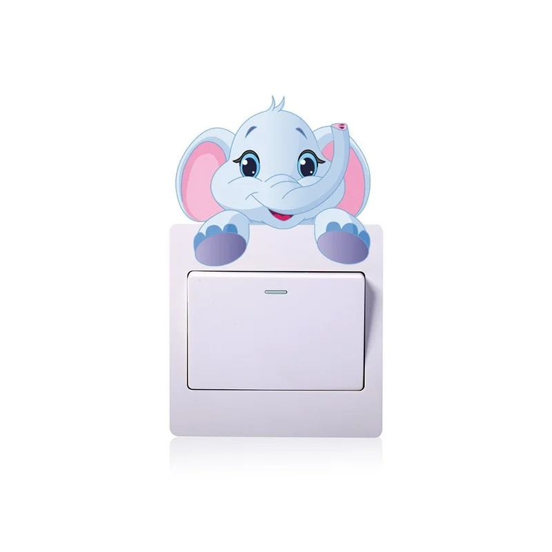 Мультфильм слон котенок панда розетка переключатель Настенная Наклейка