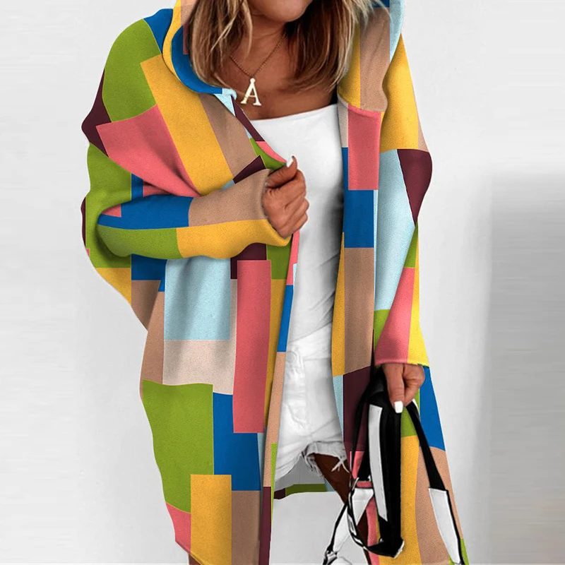 Женский свободный кардиган с капюшоном Повседневный Кардиган длинным рукавом и