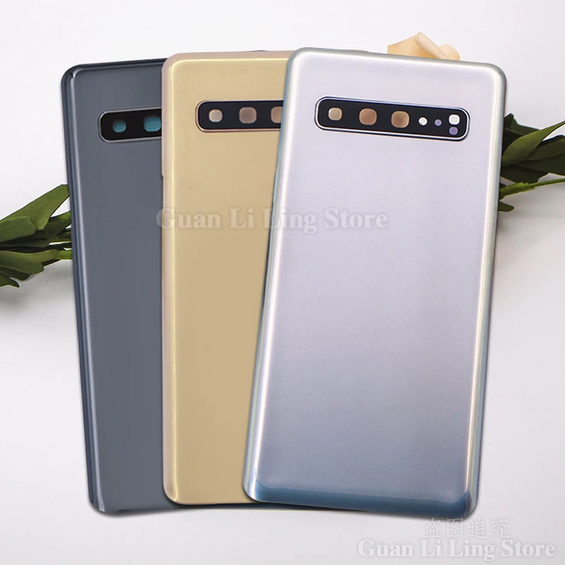 Для Samsung Galaxy S10 5G G977 G977U G977F задняя крышка батарейного отсека стеклянная панель корпус с добавлением объектива камеры