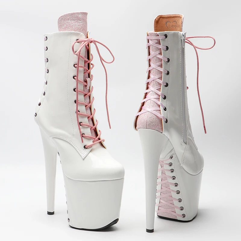 Leecabe 20CM/8inches Patent PU Pole dancing shoes High Heel platform Boots  Pole Dance boots