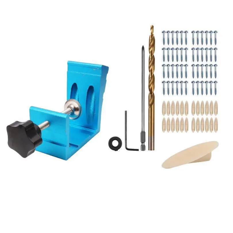 

Aluminum Alloy Pocket Hole Jig Kit 78pcs Woodworking Angled Hole Locator Hole Opener Woodworking Aid