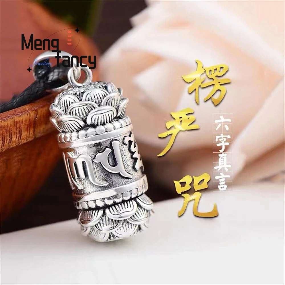 Тайские серебряные амулеты с мантрой Leng Yan девиз из шести слов Ретро подвеска