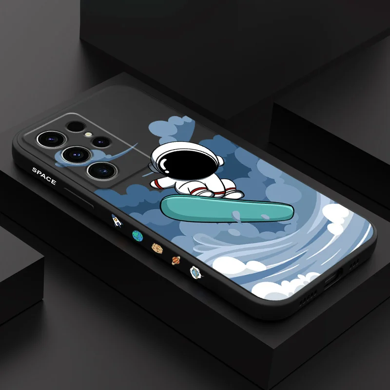 

Happy Astronauts Phone Case For Samsung Galaxy S23 S22 S21 S20 Ultra Plus FE S10 S9 S10E Note 20 ultra 10 9 Plus Cover