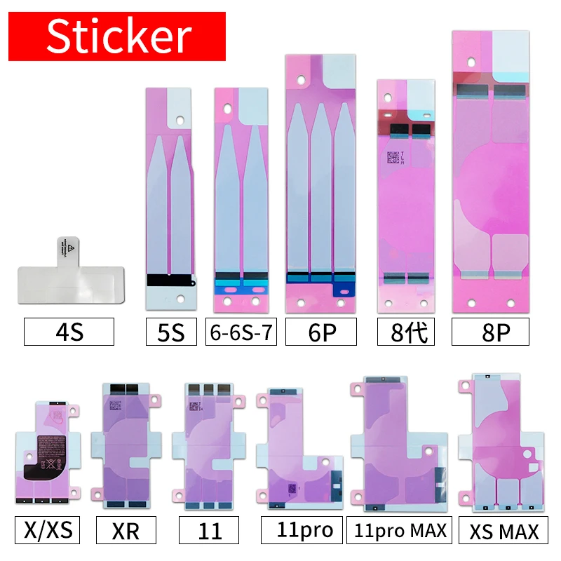 

100pcs Battery Adhesive Sticker for iPhone X XS XR MAX 11 12 13 Pro Max Mini 7 8 6 6S Plus 5S 5G 3M Double Tape Grue