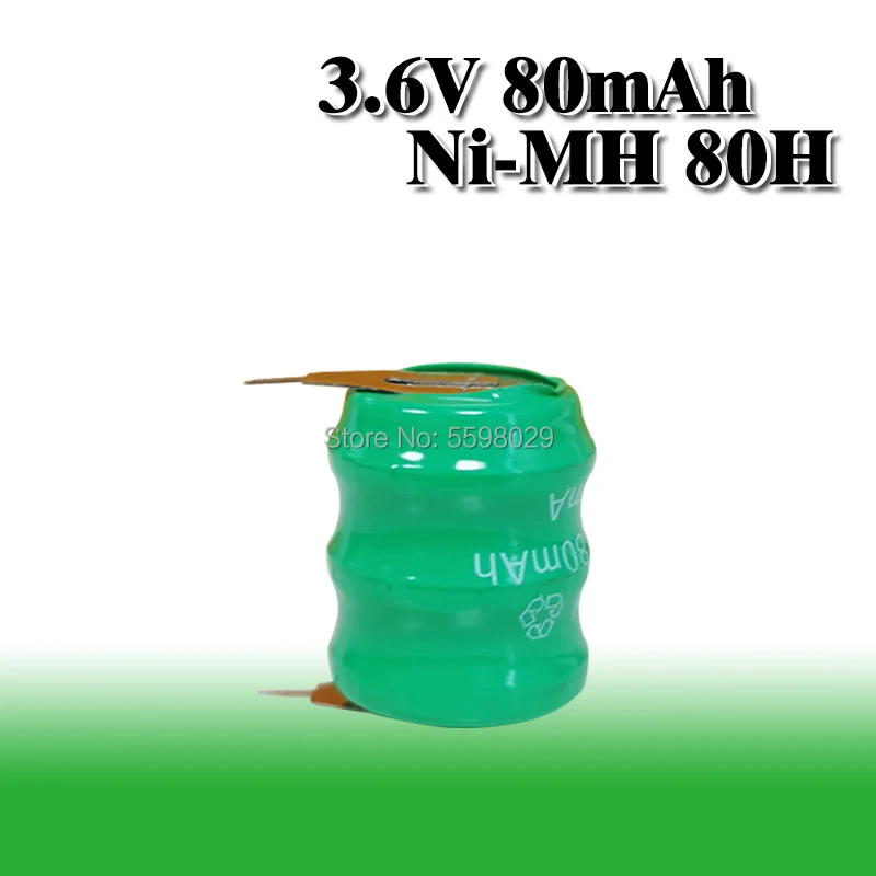 

80mah 3.6v Original Brand New Ni-MH Rechargeable Button Cell Battery Ni MH Batteries With Pins