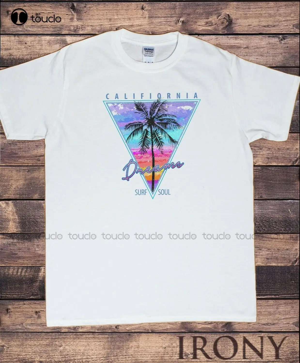 

Mens T-Shirt With California Dreams Surf Soul Tropical Print Summer Short Sleeve Size Print Men Summer Army T Shirt