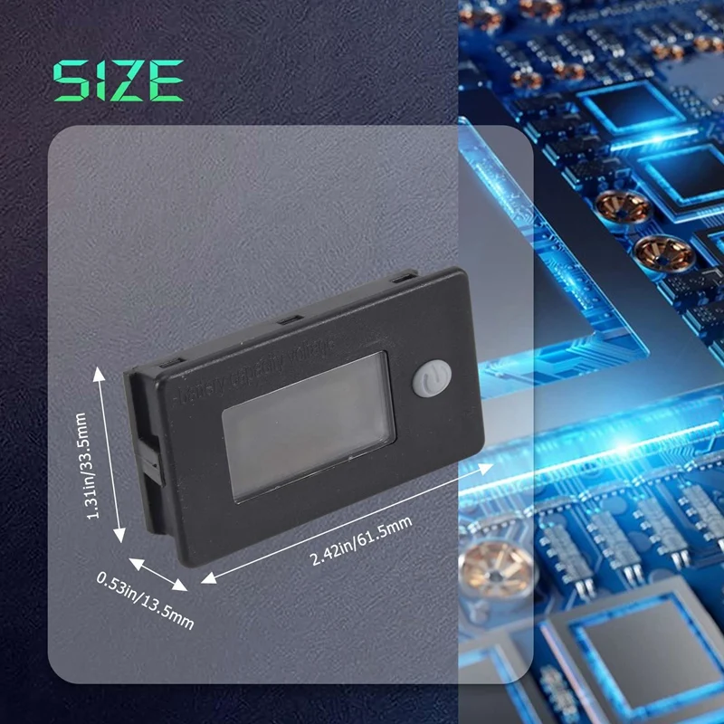 Монитор емкости аккумулятора измеритель батареи 10-100 В индикатор температуры 12 24