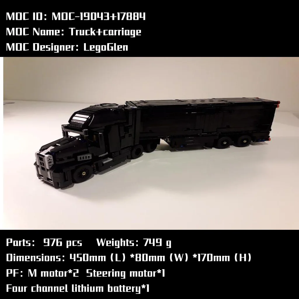 

MOC-17884+19043 mini 8-grid truck+trailer electronic drawing splicing block remote control