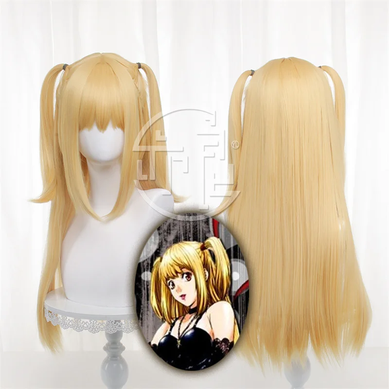 

Anime Death Note Misa Misa Cosplay Wig 80CM Long Yellow Double Tail Misa Amane Heat Resistant Hair Woman Party Wigs