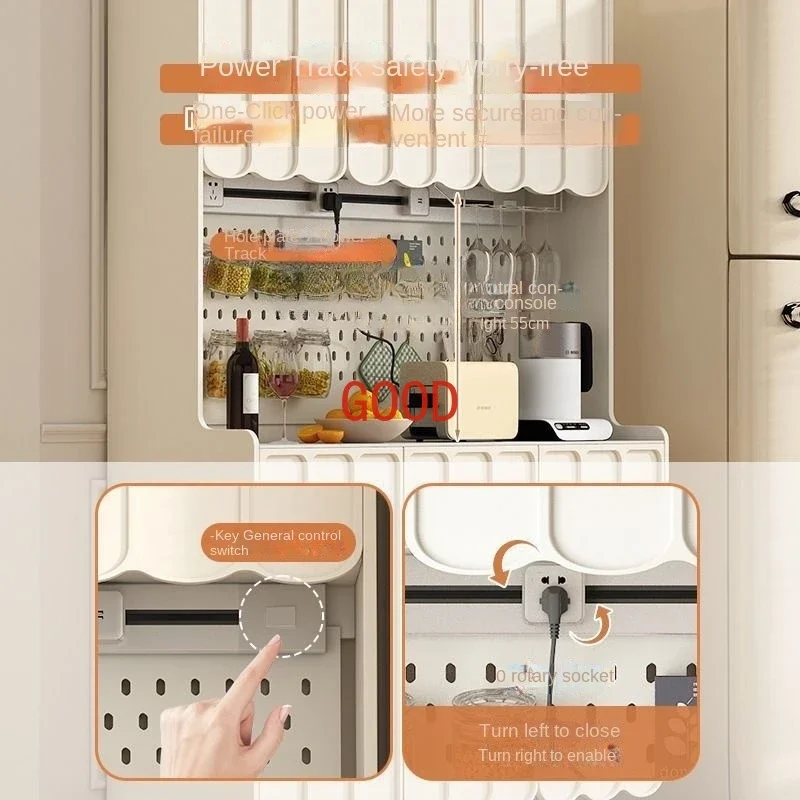 Шкаф-сервант в кремовом стиле встроенный настенный высокий шкаф кухонный для