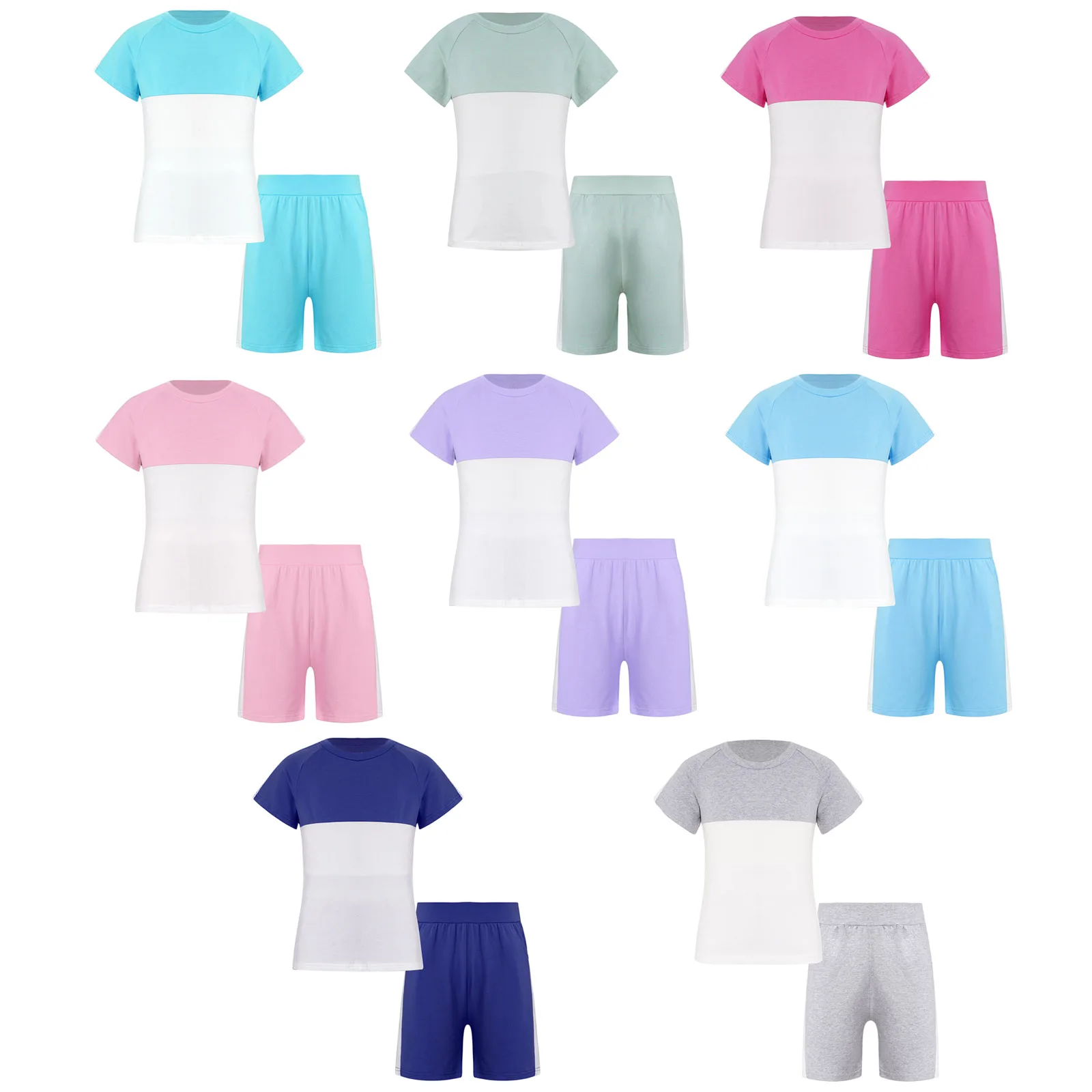 

Kids Girls Boys Running Jogging Cycling Basketball Hiking Two Pieces Sport Suit T-shirt Top And Shorts Set Tracksuit Sportswear