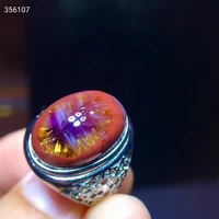 natural red auralite 23 cacoxenite oval adjustable ring 1813mm women 925 silver rutilated quartz water drop aaaaaa genuine