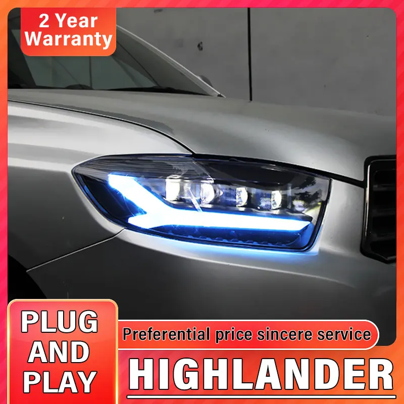 

Car Styling Head Lamp For Toyota Highlander 2009-2011 Headlight All LED Head Light LED DRL Dynamic Signal Angel Eye Accessories