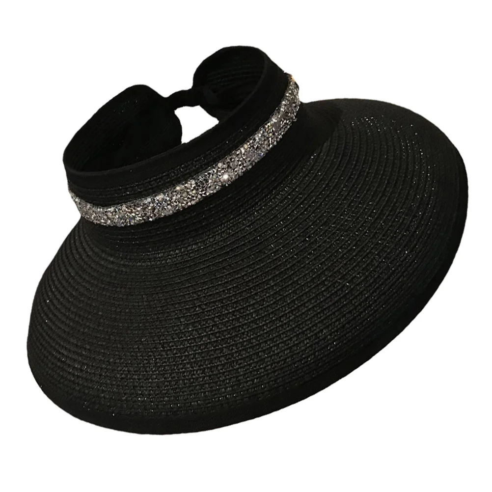 

1Pc Straw Weaving Hat Fashion Visor Hat Summer Beach Girls Sun Hat