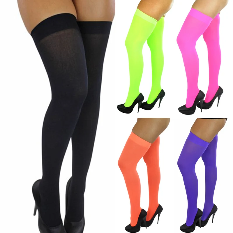 

Fashion Women Stockings Black White Red Over The Knee Long Socks Sexy Thigh High Stocking Girls Ladies Tights Pantyhose Tight