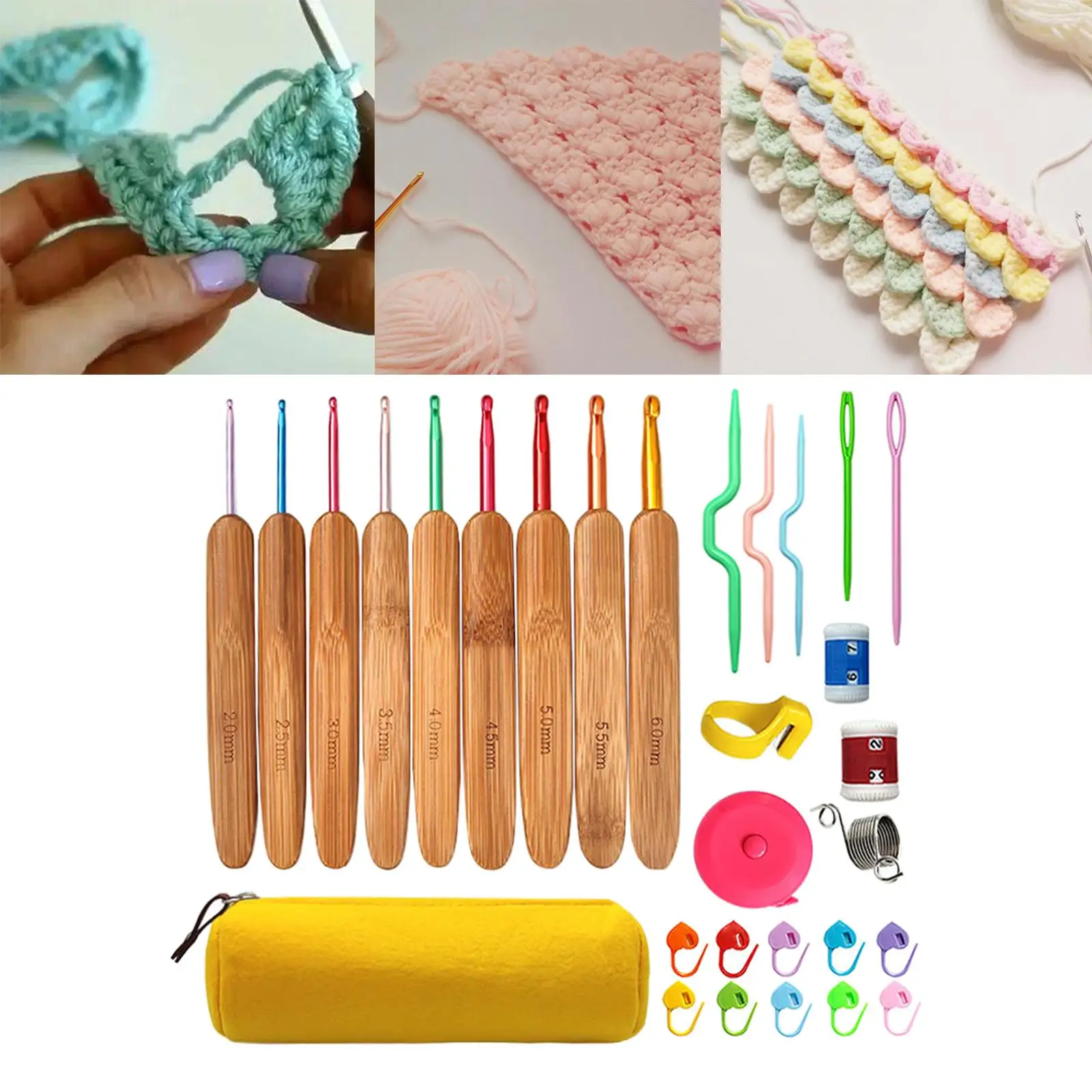 

Crochet Hooks Set Knitting Needles with Storage Bag Tool Beginners Adults