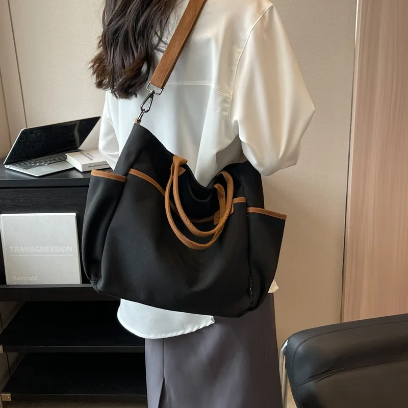 New Women'S Tote Bag Canvas Female Commuter Wear-Resistant Thickened Casual Portable Large Capacity Shopping Crossbody Schoolbag