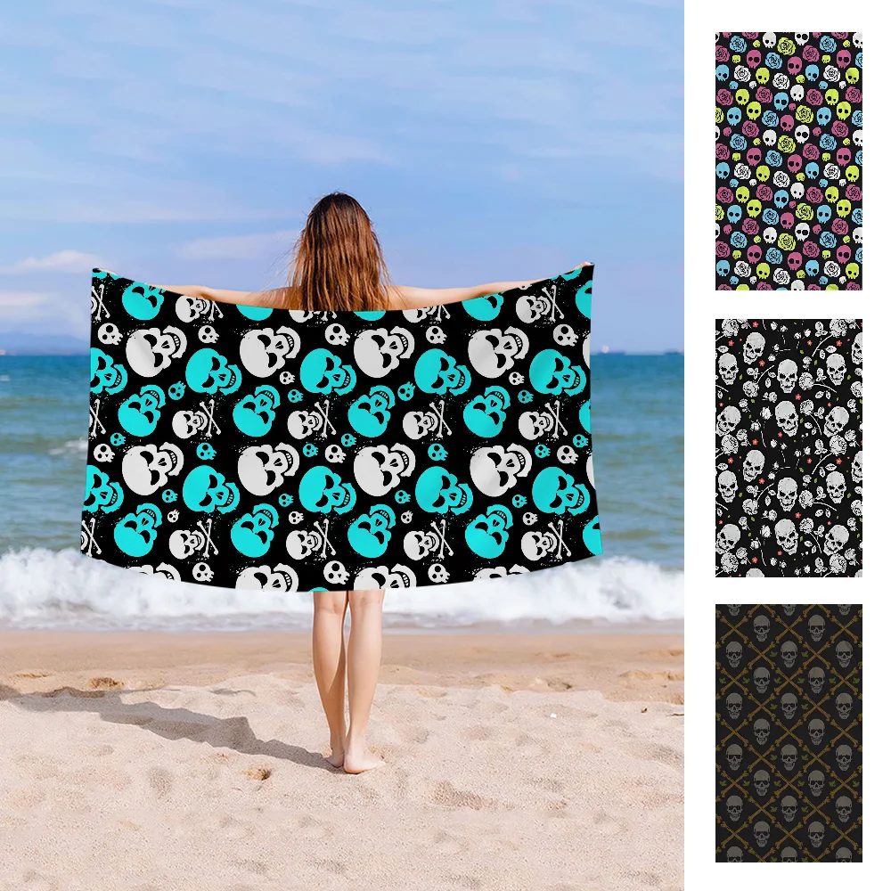 Быстросохнущее полотенце из микрофибры с рисунком аниме Череп смерти пляжное