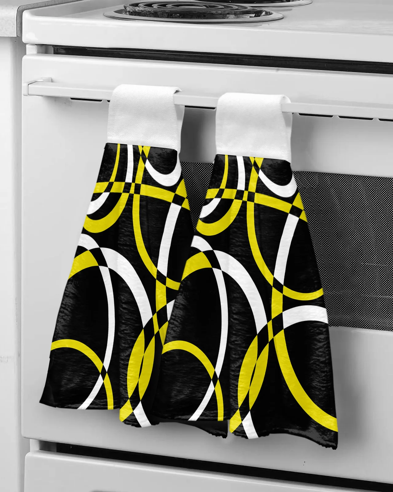 

Geometric Abstract Modern Art Yellow Hand Towel Microfiber Hanging Wipes Cloth Cleaning Towel Bathroom Kitchen Tools Accessories