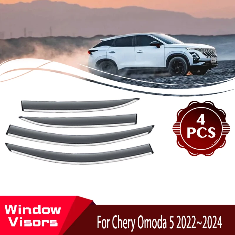 

For Chirey Chery Omoda 5 C5 Fownix FX 2022~2024 Car Awnings Window Visor Sun Visor Deflector Weathershields Auto Car Accessories