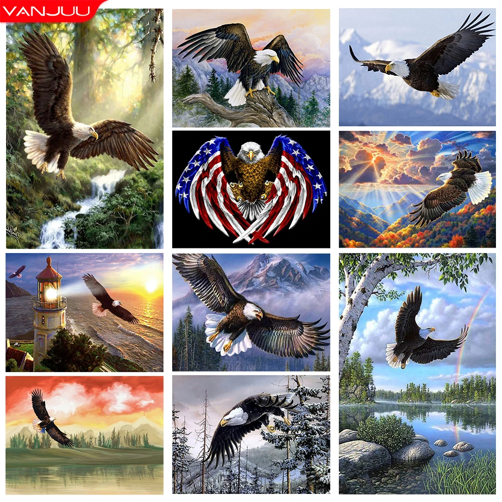 

Eagle 5D Diamond Painting Kits DIY Cross Diamond Embroidery Landscape Art Picture Full Round/Square Resin Mosaic Home Decor Gift