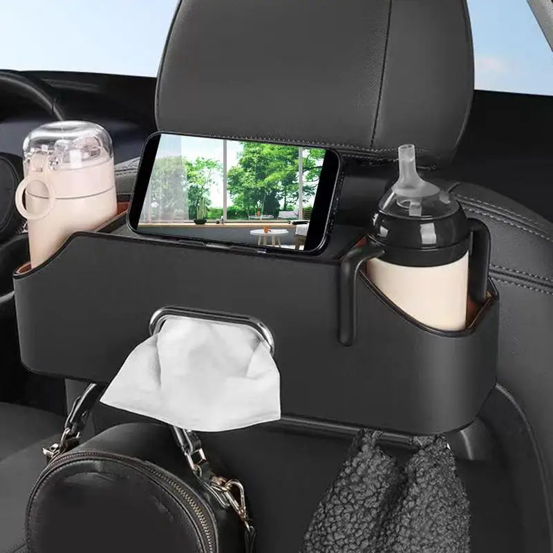

3 In 1 Car Seat Back Cup Holder Storage Box Tissue Box With Hook Auto Backseat Organizer Car Phone Holder For Auto Interior