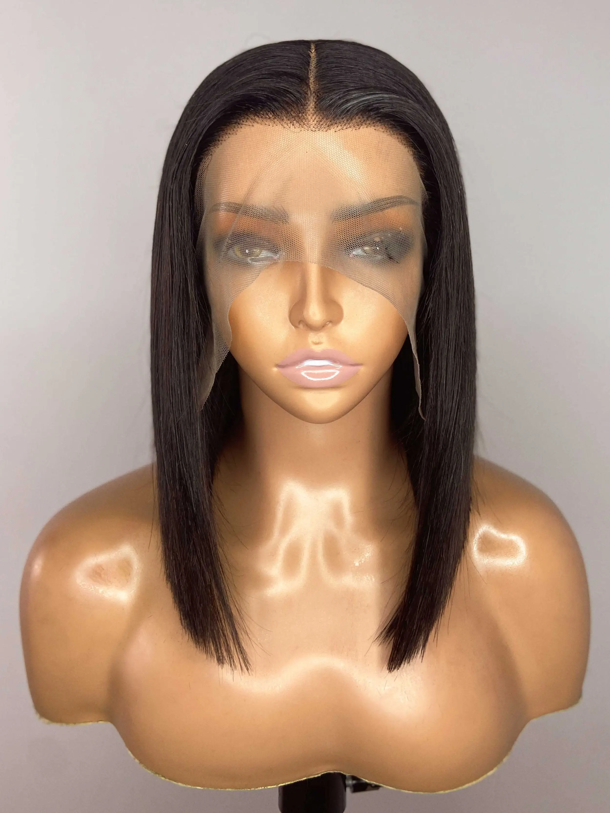 T Part Lace Short Bob Wig Brazilian Straight Wig 13x1 Human Hair Wigs for Black Women Pre Plucked Remy Lace Part Wigs