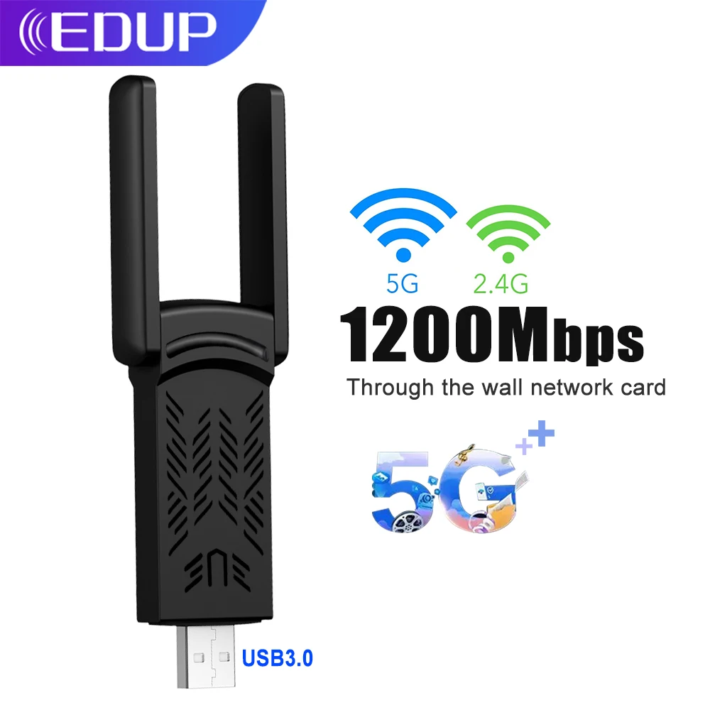 

USB Wi-Fi адаптер EDUP, 1200 Мбит/с, 2,4 ГГц/5 ГГц