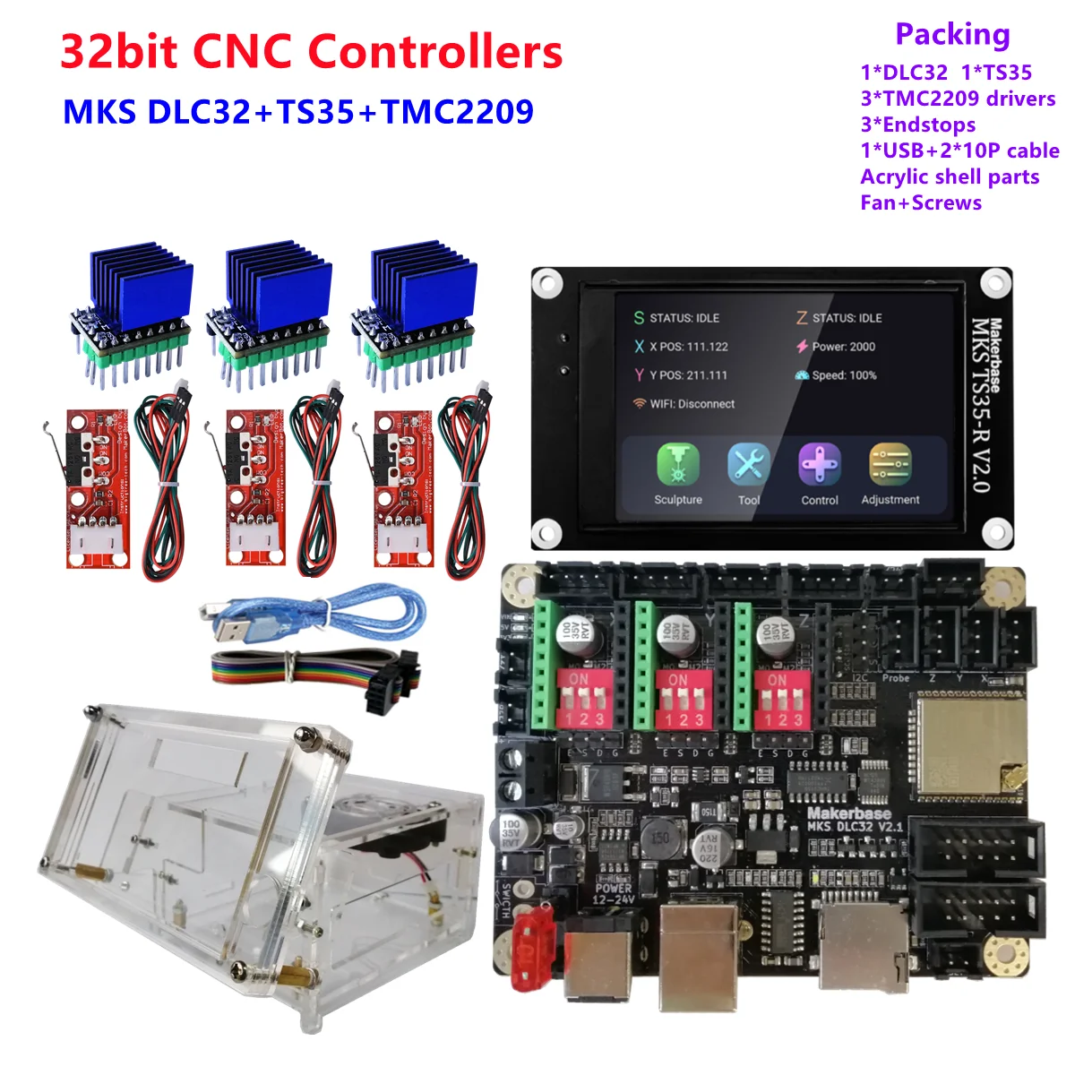 MKS DLC32 v2 32-битный GRBL Автономный контроллер Φ v2.0 дисплей CNC 3018 3020 Макс комплекты