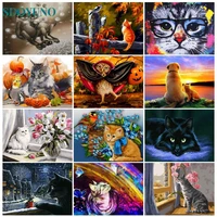 sdoyuno cat diy oil painting by numbers animal on canvas oil picutre drawing by number handpainted coloring home wall decor art