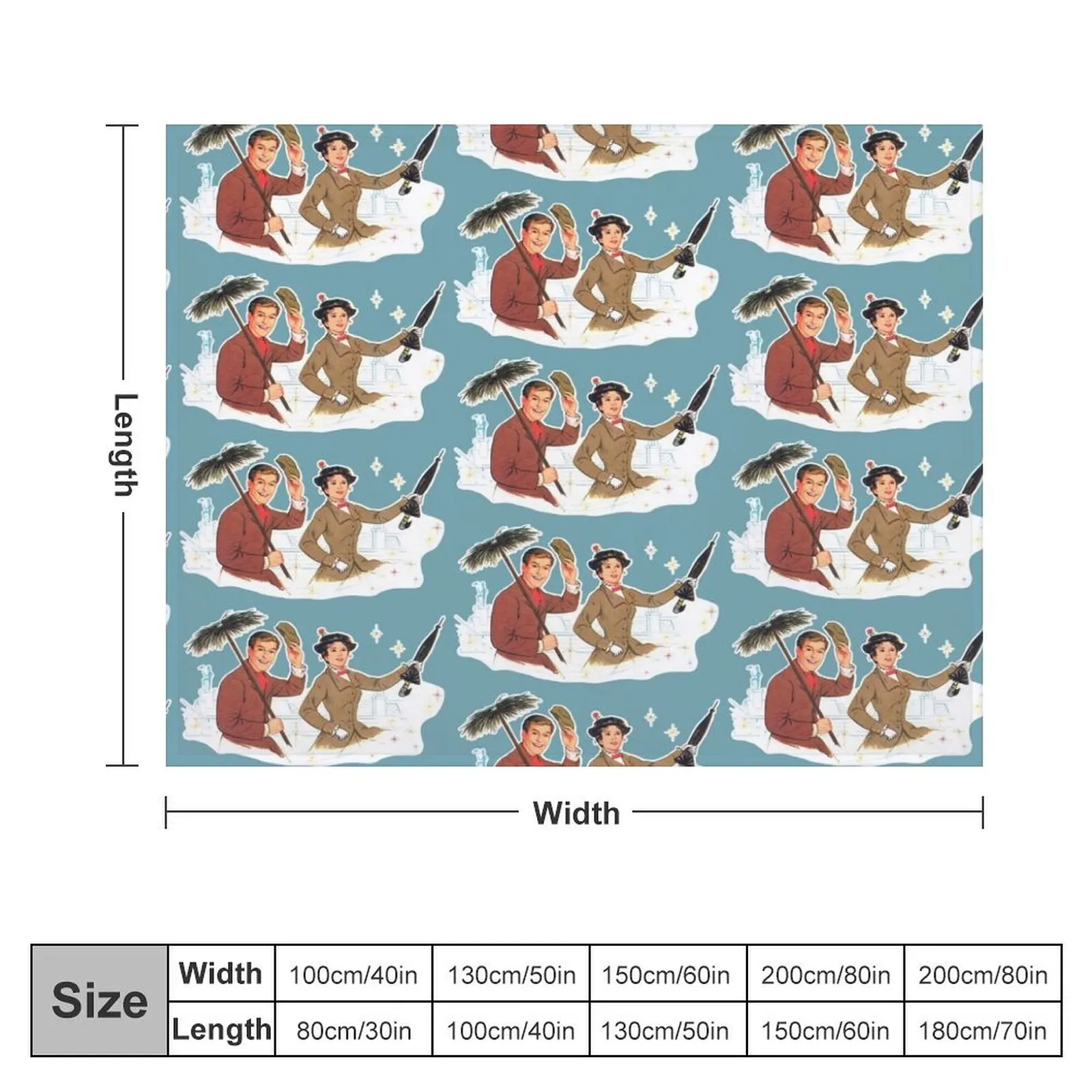 Плед Мэри Поппинс и Берт диваны теплые одеяла