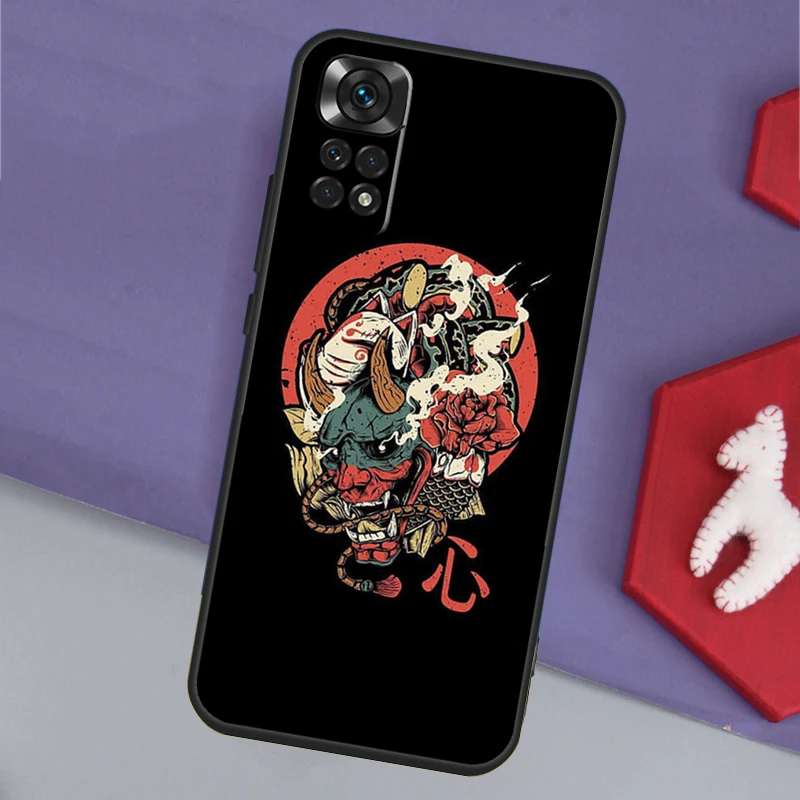 Маска Samurai Oni Funda для Xiaomi Redmi Note 13 14 Pro 12 11 9 10 9S 10S 11S 12S Redmi 14C 10C 12C 13C Case (art.: 3920ccd00ef90) - 3920ccd00ef90