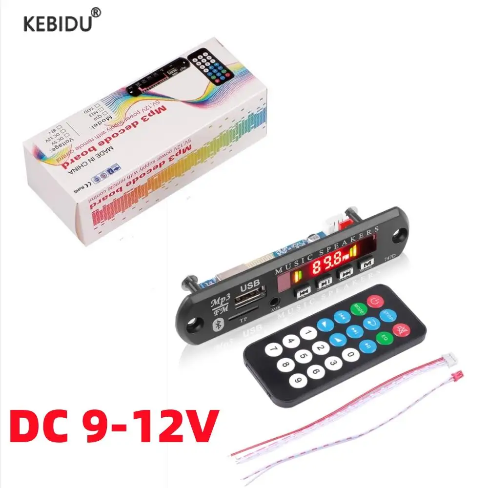

DC 9V 12V Bluetooth 5.0 MP3 Decoder Board Audio Module USB TF AUX FM Radio Wireless Car Music Player With Remote Control Mic