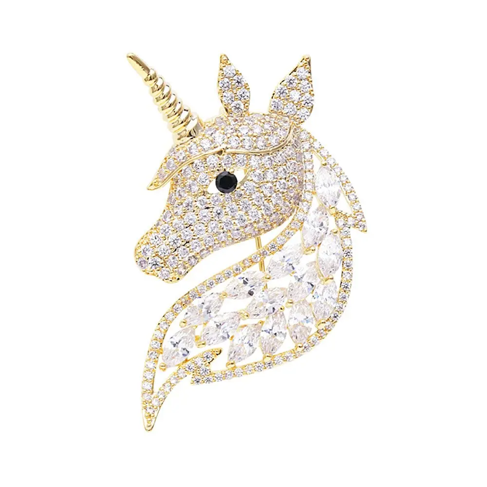 

Rhinestone Unicorn Brooch for Women Girls Fashion Dainty Crystal Silvery Cute Animal Horse Brooch Lapel Pin Dress Suit Gifts