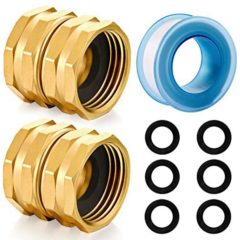 

Solid Brass Garden Hose Fittings Connectors Adapter Heavy Duty Brass Repair Female To Female Double Female Faucet 2 Pcs