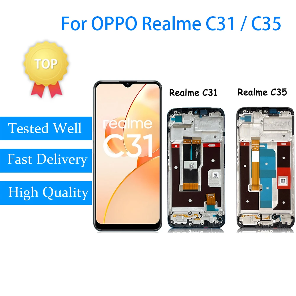 

Original For OPPO Realme C31 C35 LCD Display Screen RMX3501 RMX3511 Touch Panel Digitizer For Realme C31 C35 LCD With Frame Part