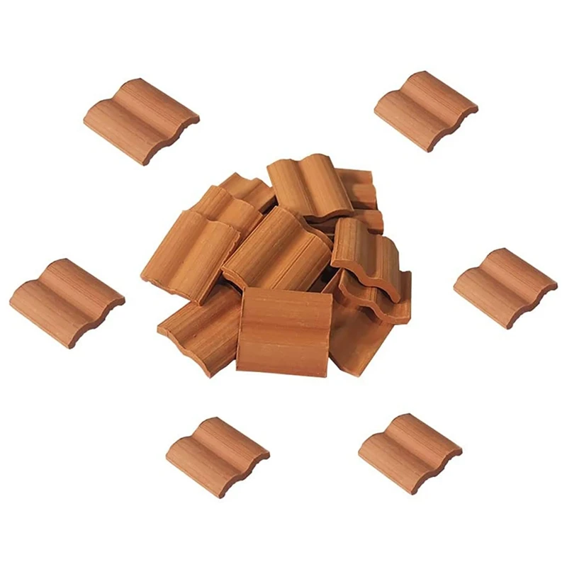 

60 Pcs Mini Red Roof Tiles Model Building Set Miniature Tiles Figurine Landscaping DIY Fairy Garden Accessories