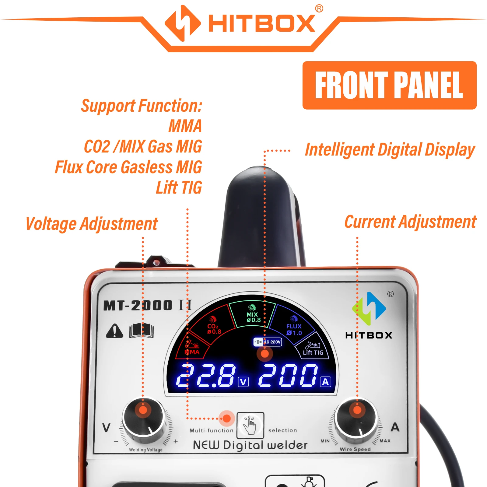 HITBOX MT2000II MIG 5 в 1 полуавтоматический сварочный аппарат IGBT инвертор с газом/Mig без