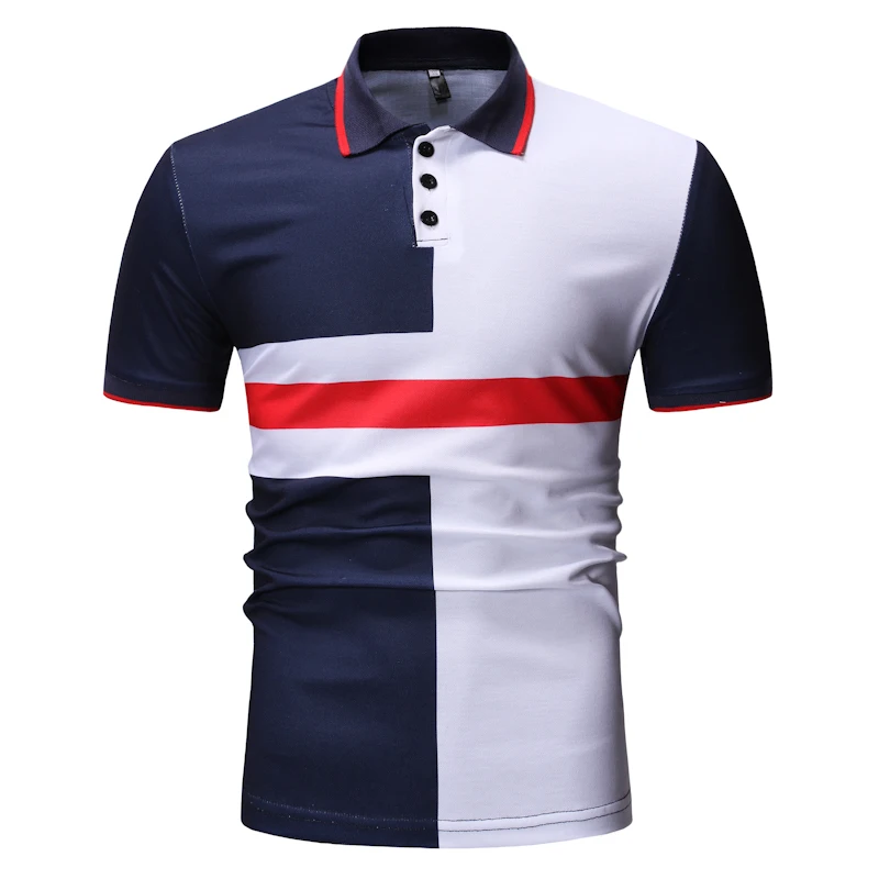 

Новинка 2022, летняя новая облегающая Мужская Повседневная модная строченная рубашка-поло AliExpress Ebay