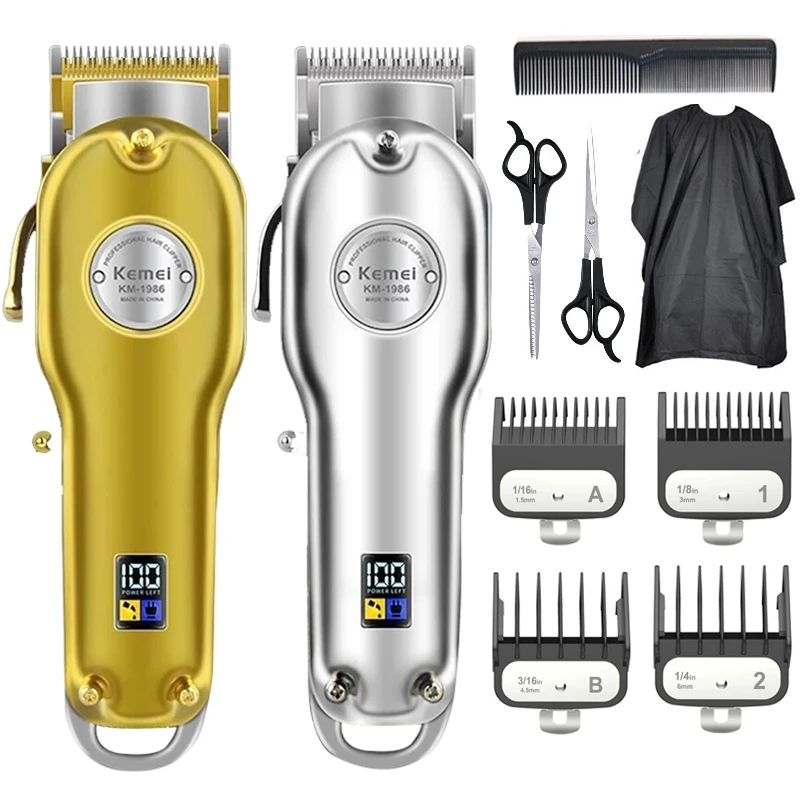 

Kemei Professional Clipper All-Metal Rechargeable Hair Trimmer for Barber Men Electric Beard Shaver Hair Cutting Machine