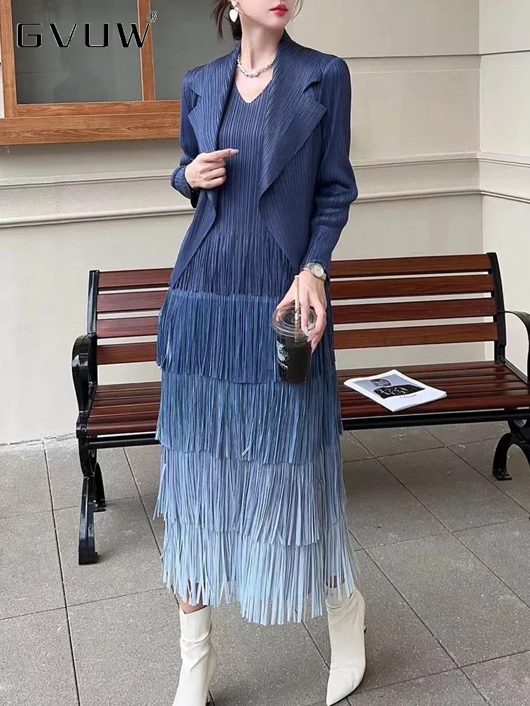 Женский комплект из двух предметов GVUW плиссированный пиджак с кисточками и