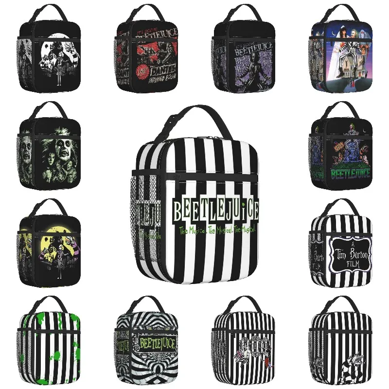 

Beetlejuice The Musical Insulated Lunch Bag for Women Portable Ghost Horror Movie Thermal Cooler Lunch Box Beach Camping Travel