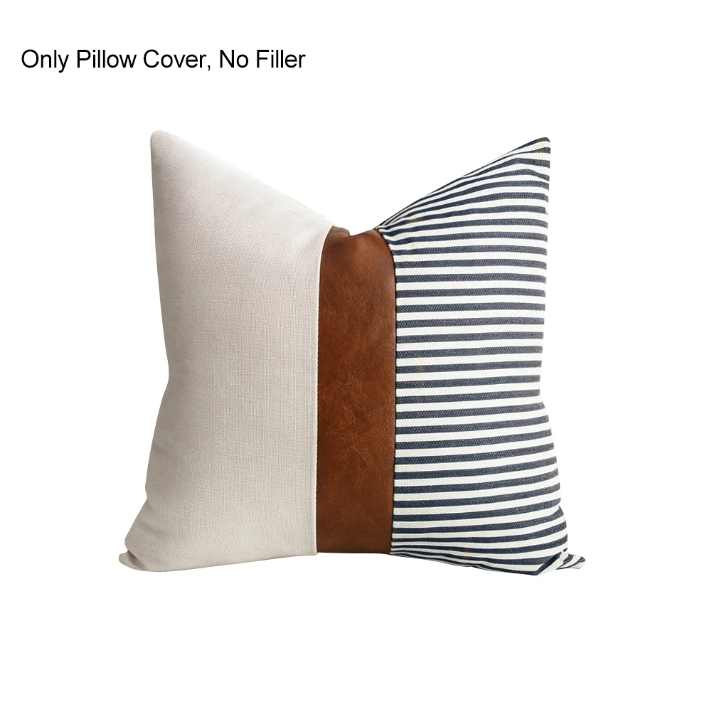 

Наволочка для подушки для офиса и дома, декоративный лоскутный диван в полоску, мягкое постельное белье, квадратный диван из искусственной кожи для автомобиля, гостиной, 2 шт.