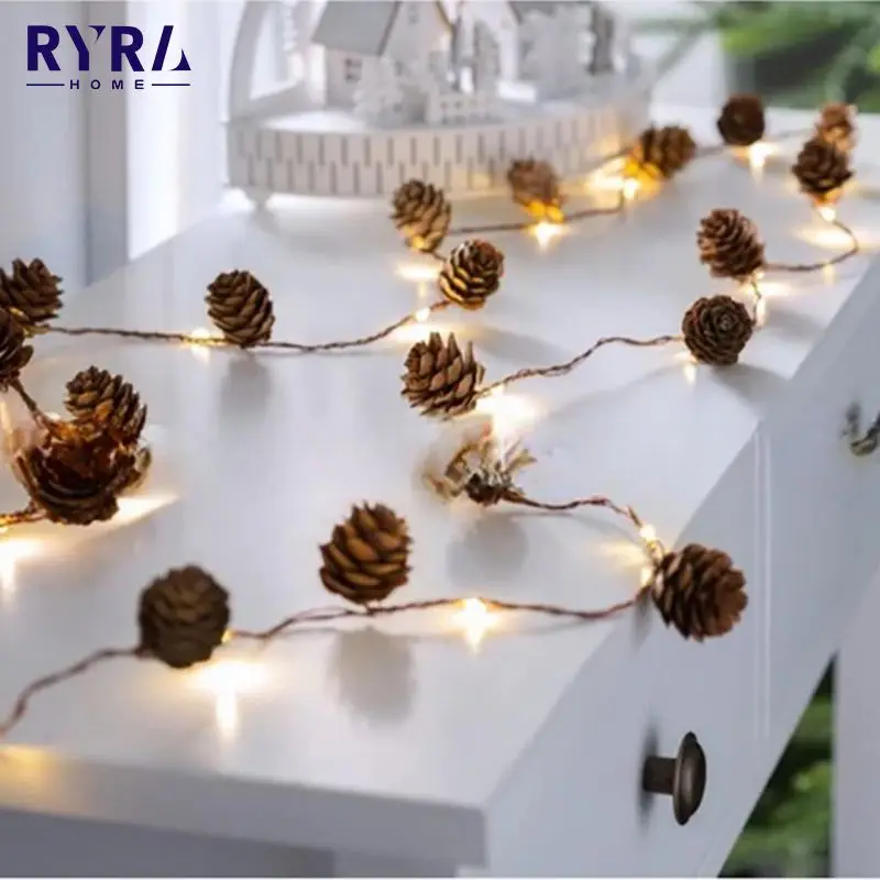

Christmas Decor Pine Cones Twine LED String Lights Battery Operated Fairy Lights Xmas Holiday Tree Bedroom Home Decoration 2023