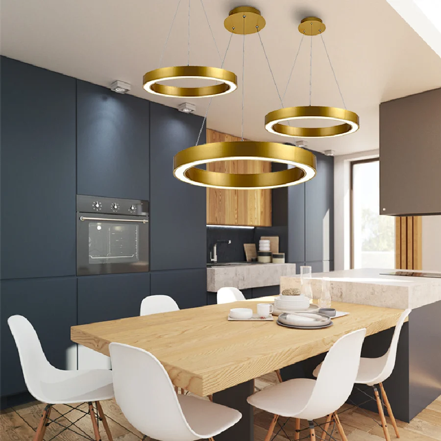 

Промышленная Подвесная лампа, светодиодный кольцевой светильник для офиса, бара, ресторана, гостиницы, люстра, светильник цвета розового зо...