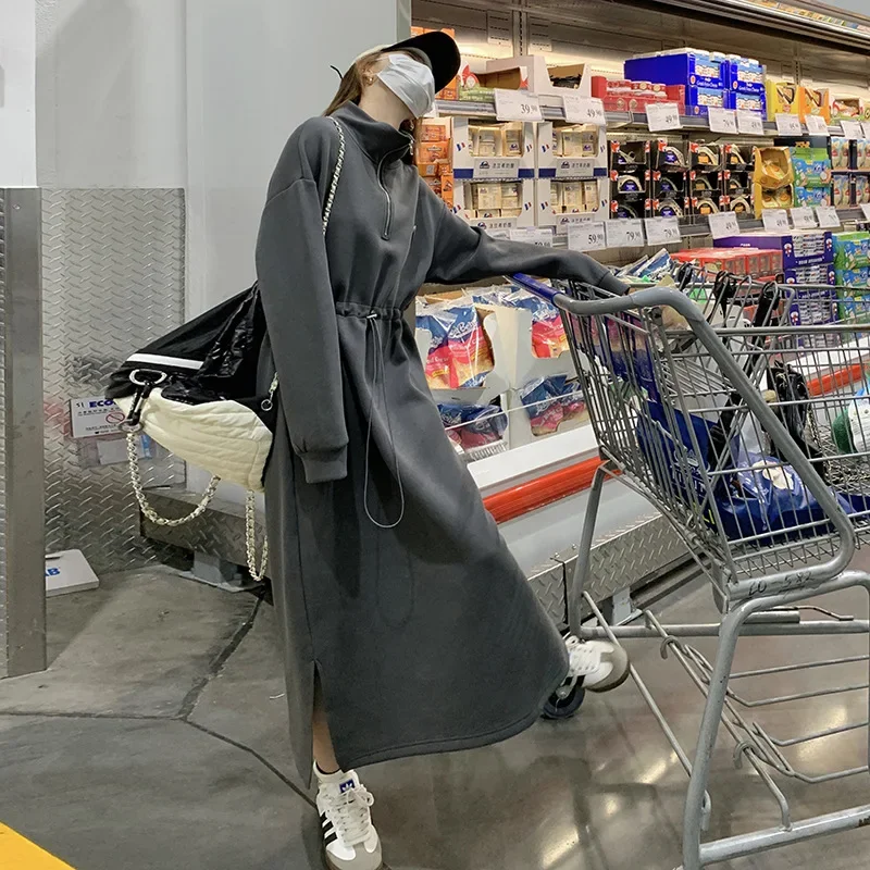 Новинка 2024 женское осеннее платье-свитшот с длинным рукавом и капюшоном