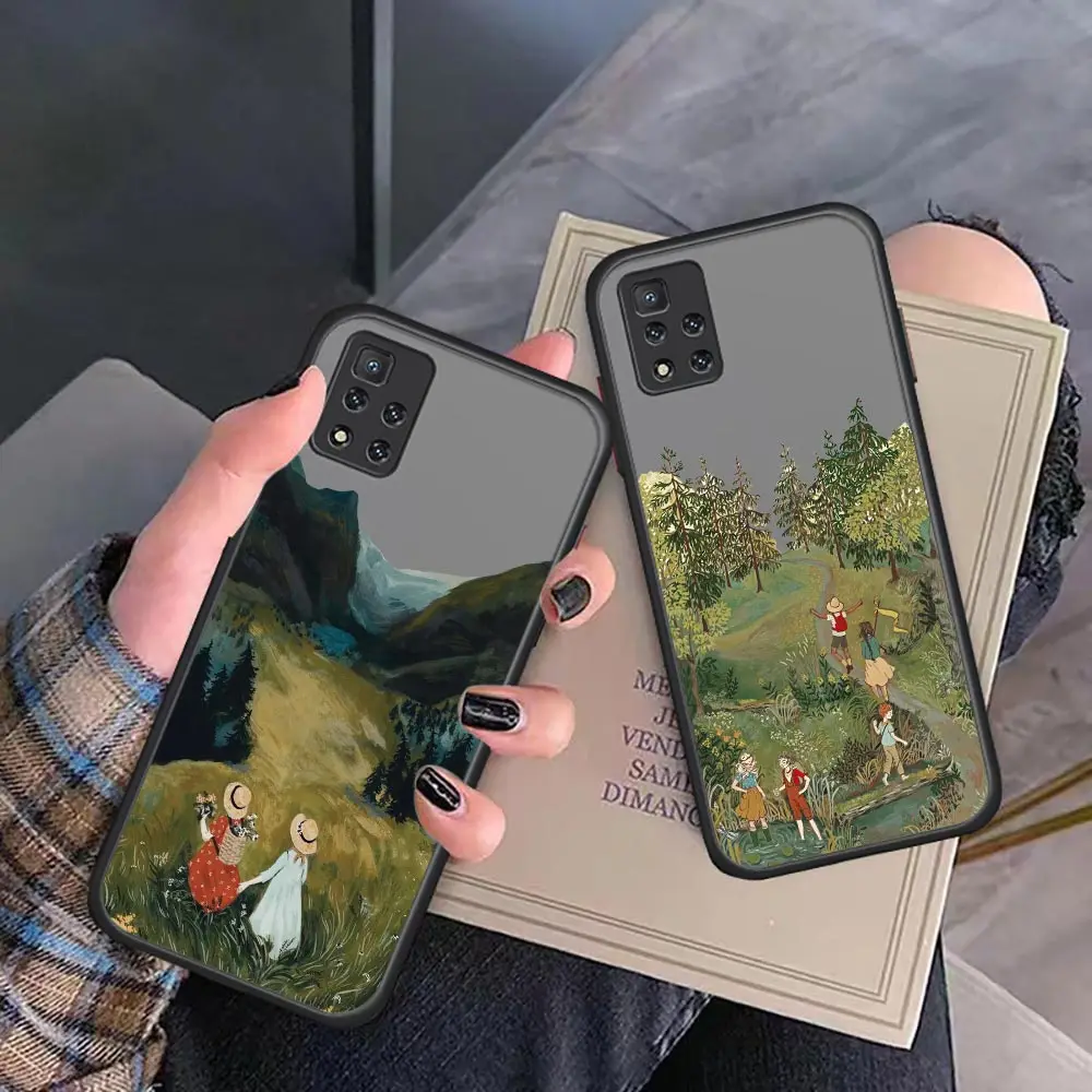 

Cartoon Scenery Girl Aesthetic Art Matte Case For Redmi Note 11 Pro Case For Redmi Note 11 10 9T 9S 9 8 Pro 7 6 5 4 3 2 Aprime